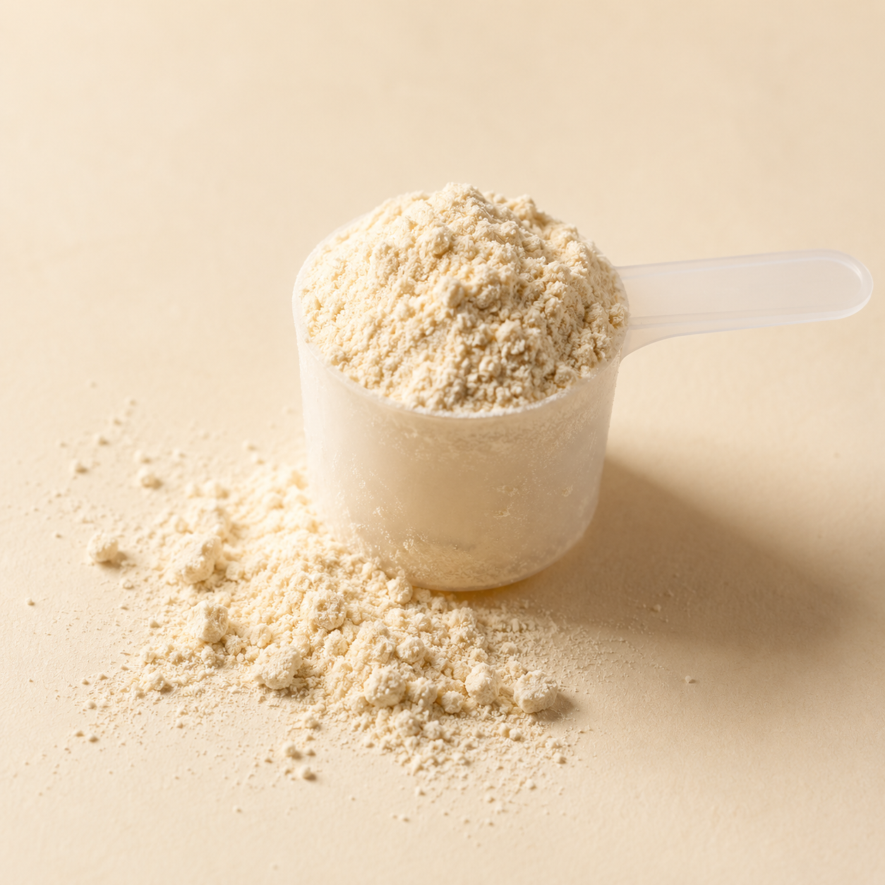 A scoop of beige powder